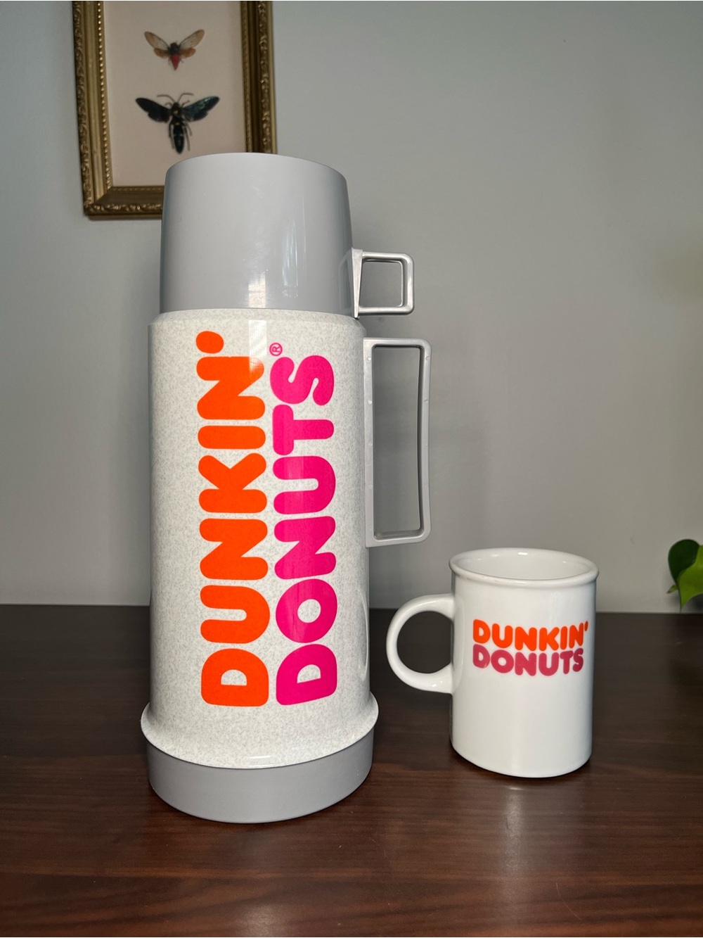 Vintage Dunkin’ Donuts Thermos Retro Coffee Jug & mug | 1980s Advertising